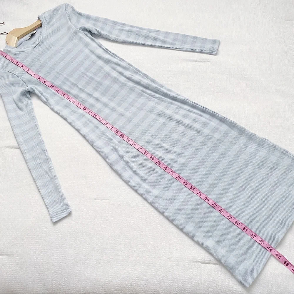 Mads Nørgaard Copenhagen Pale Blue Stripe Long Sleeve Midi Dress - Picture 5 of 11